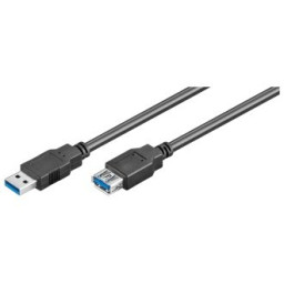 Cable USB 3.0 tipo A Macho - Tipo A Hembra 2 mts. Negro SuperSpeed 5Gbit/s  cable prolongación USB