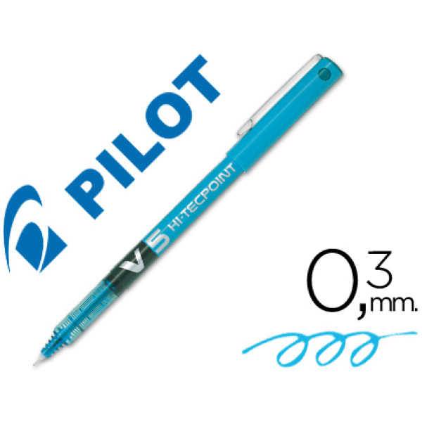 Rotulador punta aguja PILOT V-5 0,5 mm azul claro punta 0,3mm. Roller ball pen. (BX-V5)