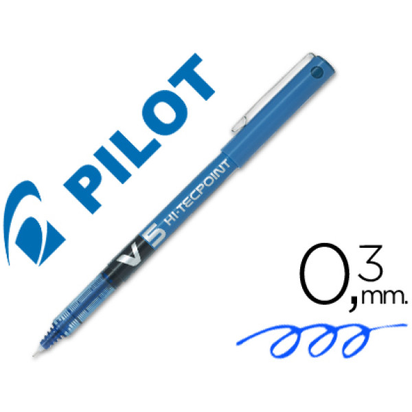 Rotulador punta aguja PILOT V-5 0,5 mm azul punta 0,3mm. Roller ball pen. (BX-V5)