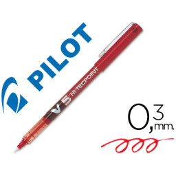 Rotulador punta aguja PILOT V-5 0,5 mm rojo punta 0,3mm. Roller ball pen. (BX-V5)