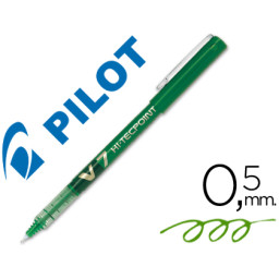 Rotulador punta aguja PILOT V-7 0,7 mm verde punta 0,5mm. Roller ball pen. (BX-V5)