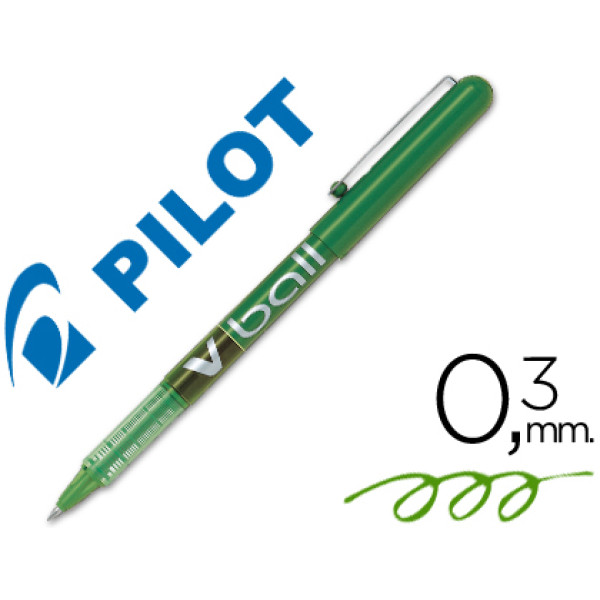 Rotulador tinta líquida PILOT V-BALL 0,5mm verde Punta 0,5mm. Trazo 0,3mm. Roller (BL-VB5) Rotulador tinta líquida PILOT V-BALL 0,5mm verde Punta 0,5mm. Trazo 0,3mm. Roller (BL-VB5)