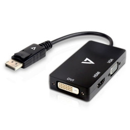 Cable vídeo V7 - DisplayPort M - a adaptador multi DVI H / VGA HD15 H / HDMI H  10cm. (latiguillo)