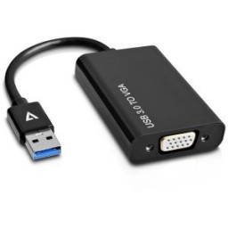 Cable vídeo V7 - USB 3.0 - VGA HD15 Hembra 10cm, negro (latiguillo adaptador)