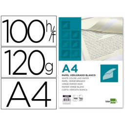 Papel LIDERPAPEL verjurado blanco A4 100h  120g