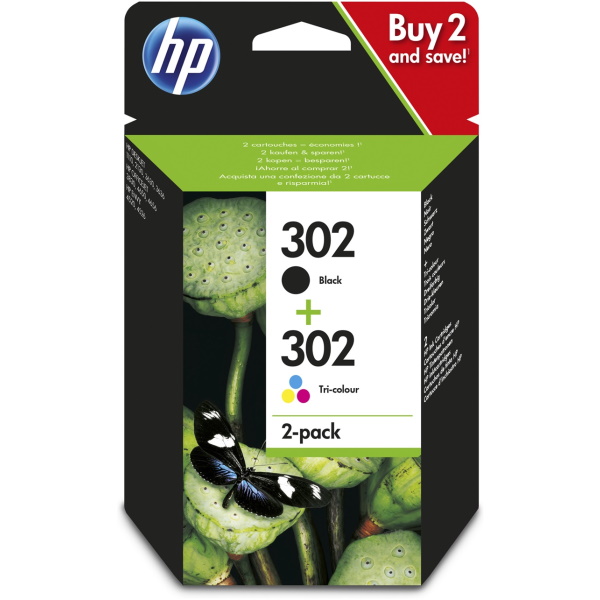 (2) C.t.HP #302 negro + #302 color  (combo pack) Deskjet 1110 Officejet 3830  190p./165p.