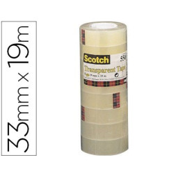 (8) Cinta SCOTCH 550 transparente 19mmx33m (pack acordeón de 8 rollos)