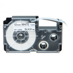 Cinta comp. para CASIO KL60 KL120 KL200 KL300 12mm x 8mts negro sobre blanco (AE-12WE)