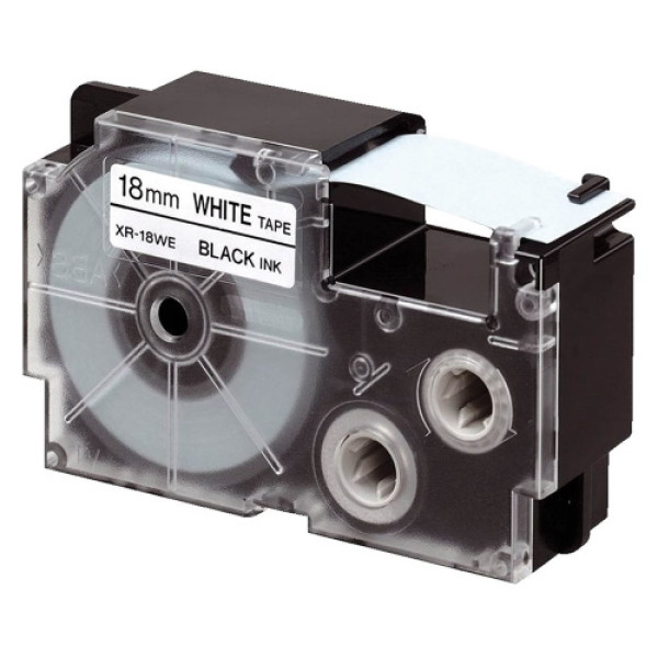 Cinta CASIO KL120 KL130 KL200 KL300 18mm x 8mts negro sobre blanco (XR-18WE)