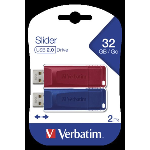 SLIDER USB 2.0 2 X 32GB (R/B)